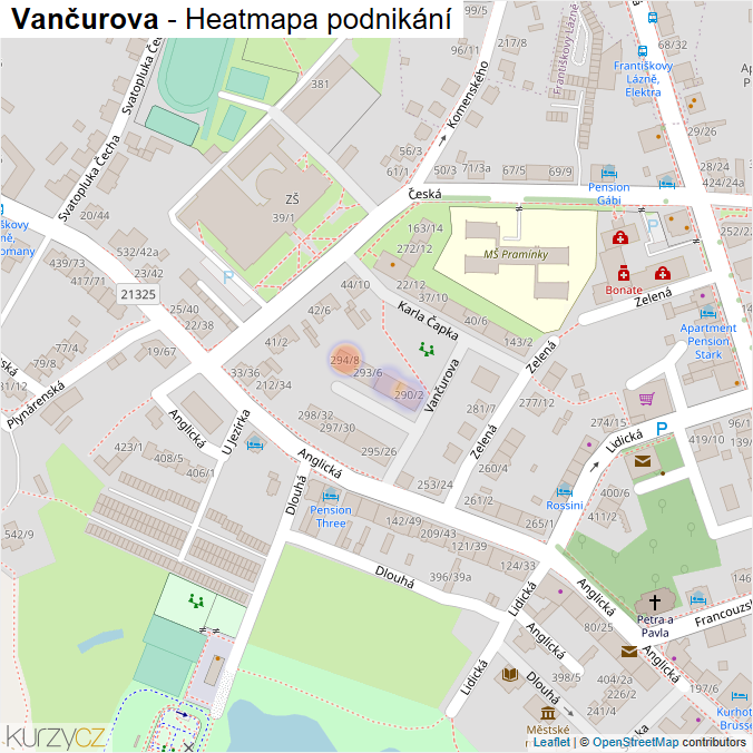 Mapa Vančurova - Firmy v ulici.