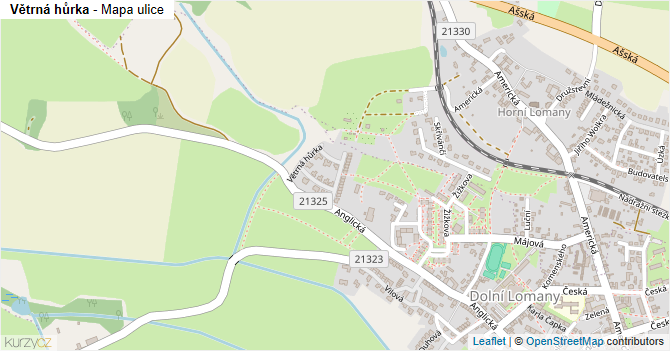 Větrná hůrka - mapa ulice
