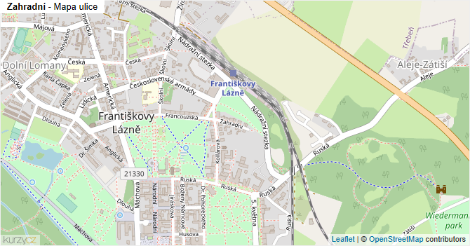 Zahradní - mapa ulice
