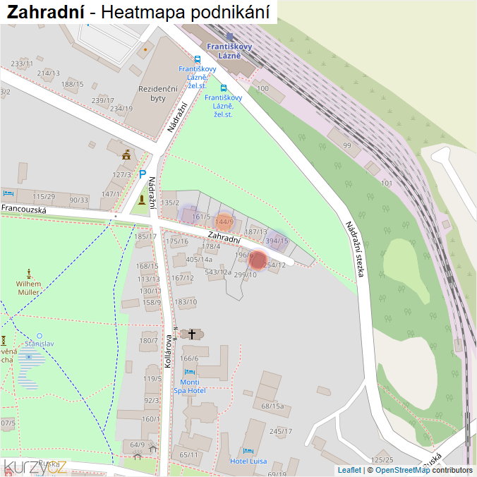 Mapa Zahradní - Firmy v ulici.