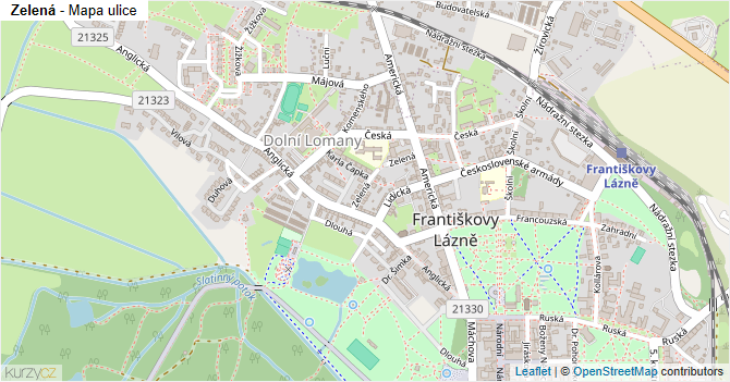 Zelená - mapa ulice
