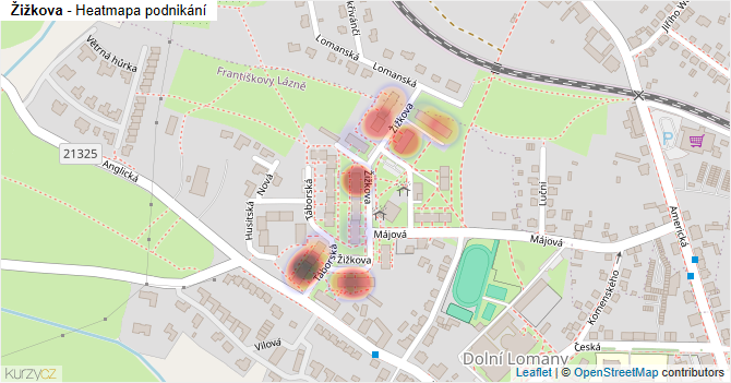 Žižkova - mapa podnikání