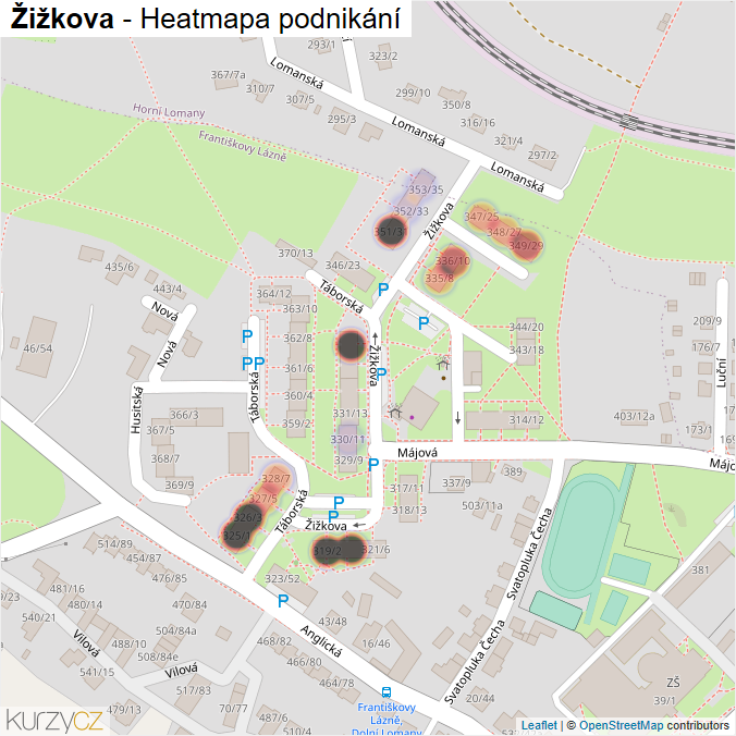 Mapa Žižkova - Firmy v ulici.