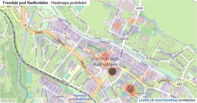 Frenštát pod Radhoštěm - mapa podnikání