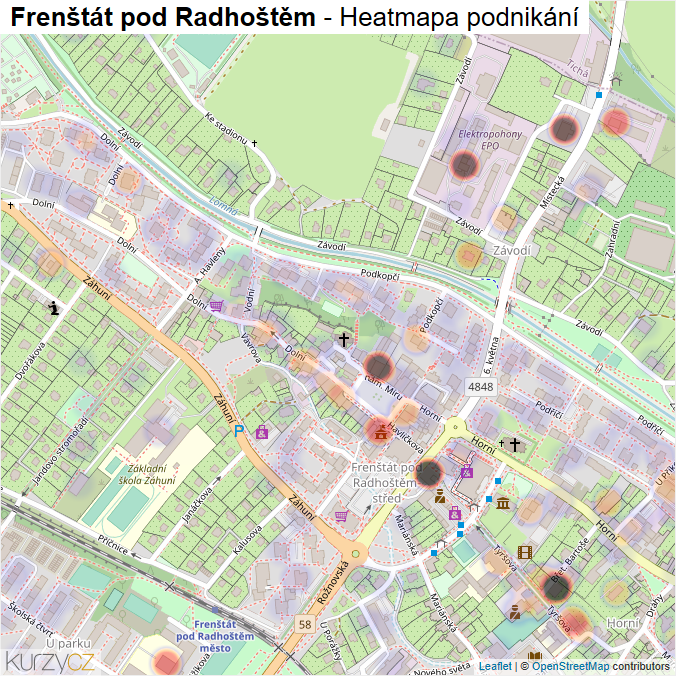 Mapa Frenštát pod Radhoštěm - Firmy v obci.