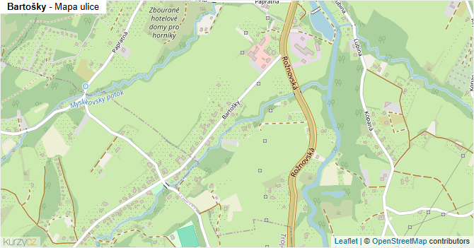 Bartošky - mapa ulice