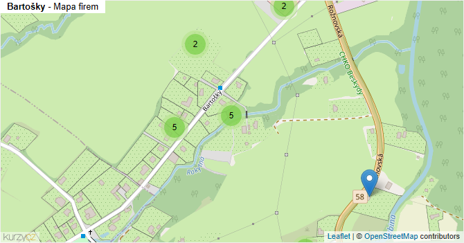 Bartošky - mapa firem