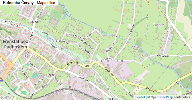 Bohumíra Četyny - mapa ulice