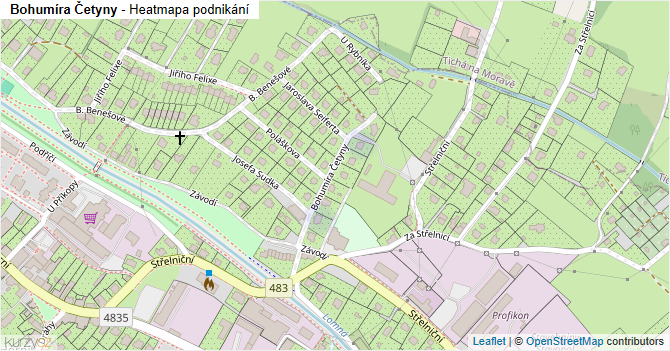 Bohumíra Četyny - mapa podnikání