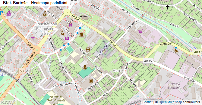 Břet. Bartoše - mapa podnikání