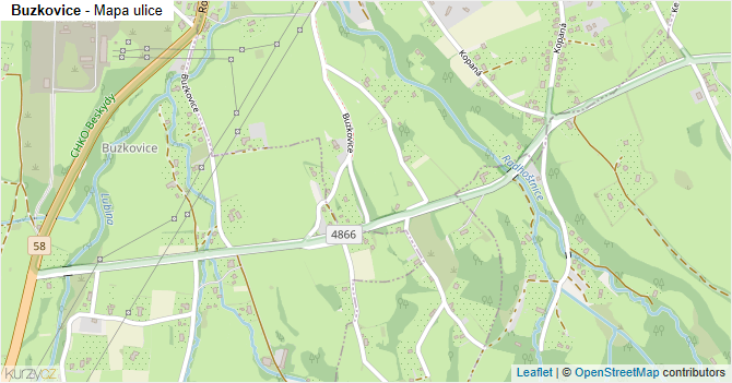 Buzkovice - mapa ulice