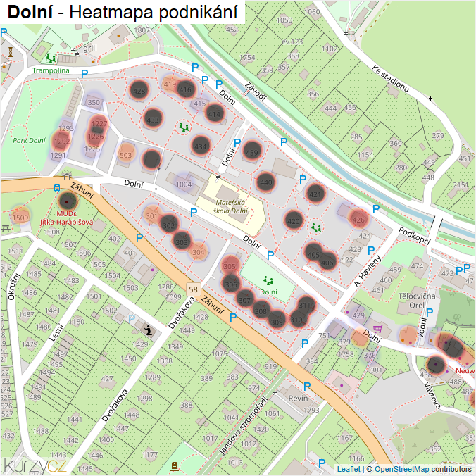 Mapa Dolní - Firmy v ulici.