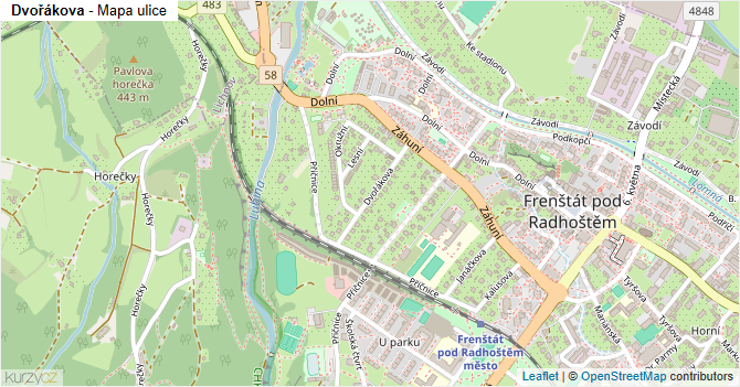 Dvořákova - mapa ulice