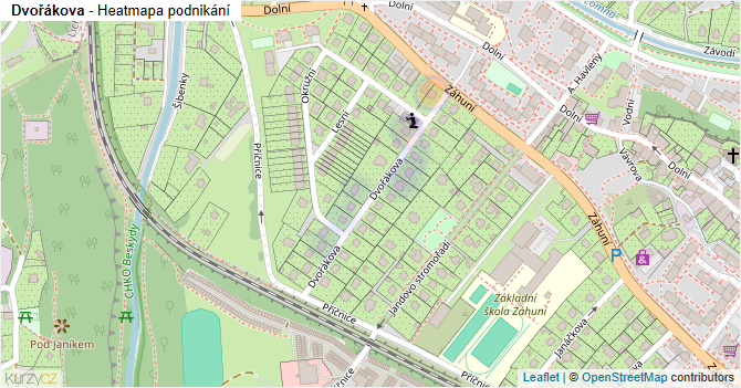 Dvořákova - mapa podnikání
