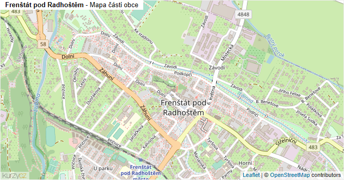 Frenštát pod Radhoštěm - mapa části obce