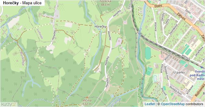 Horečky - mapa ulice