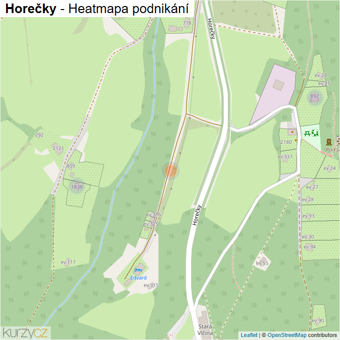 Mapa Horečky - Firmy v ulici.