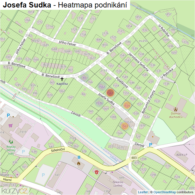 Mapa Josefa Sudka - Firmy v ulici.