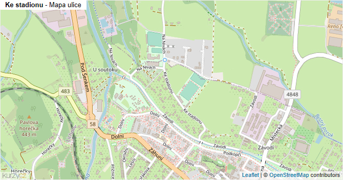 Ke stadionu - mapa ulice