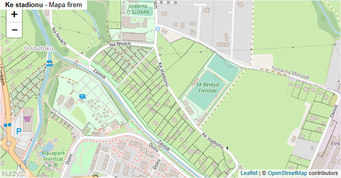 Ke stadionu - mapa firem