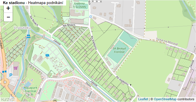 Ke stadionu - mapa podnikání