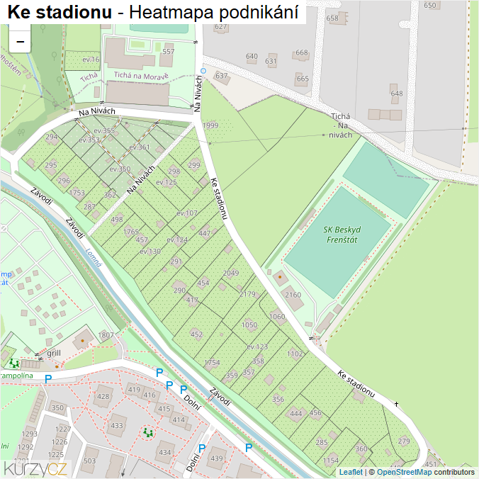 Mapa Ke stadionu - Firmy v ulici.