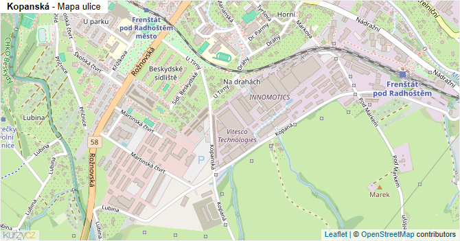 Kopanská - mapa ulice