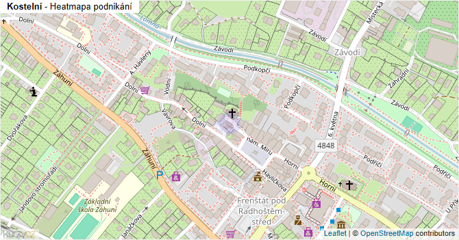 Kostelní - mapa podnikání