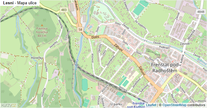 Lesní - mapa ulice