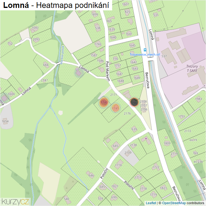 Mapa Lomná - Firmy v ulici.