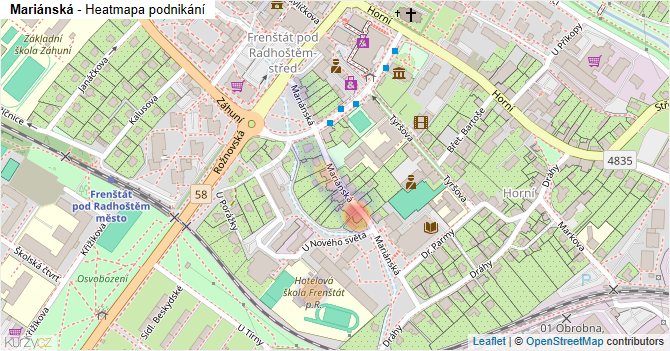 Mariánská - mapa podnikání
