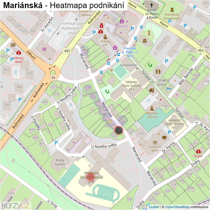 Mapa Mariánská - Firmy v ulici.