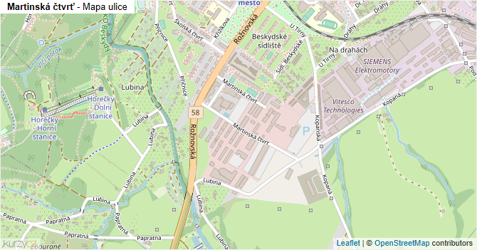 Martinská čtvrť - mapa ulice