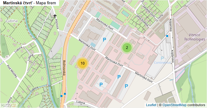 Martinská čtvrť - mapa firem