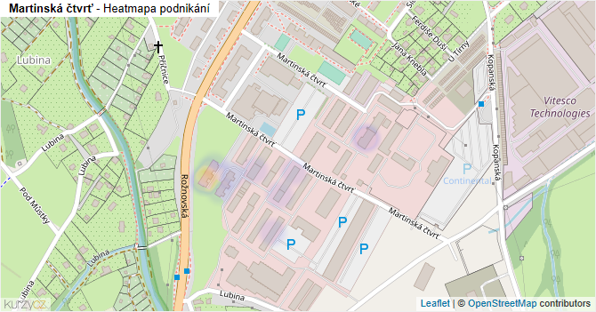 Martinská čtvrť - mapa podnikání