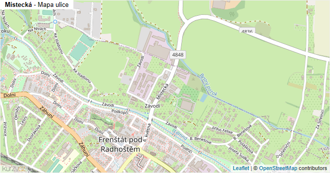 Místecká - mapa ulice