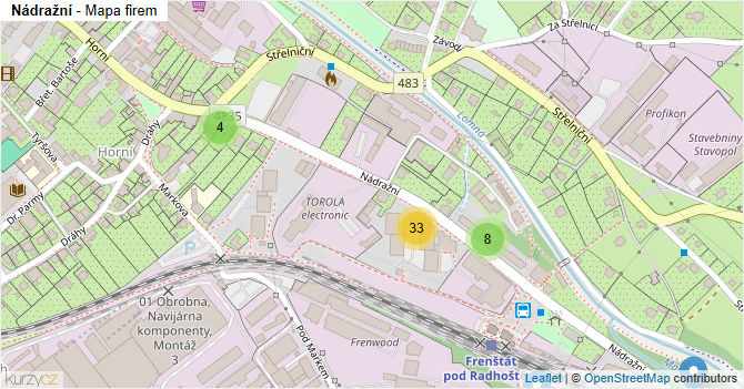 Nádražní - mapa firem