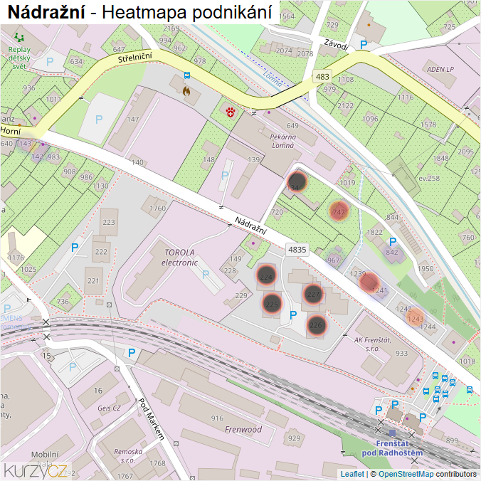Mapa Nádražní - Firmy v ulici.