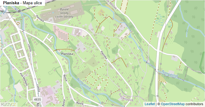 Planiska - mapa ulice