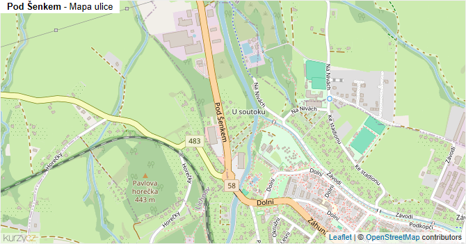 Pod Šenkem - mapa ulice