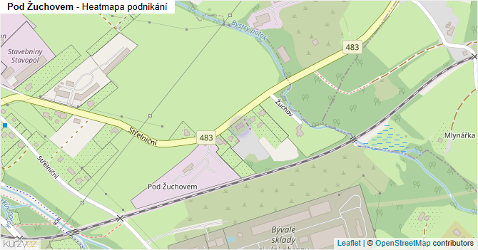 Pod Žuchovem - mapa podnikání