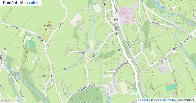 Potoční - mapa ulice