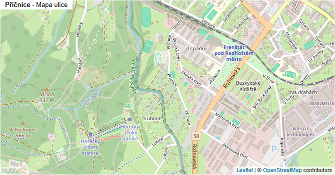 Příčnice - mapa ulice