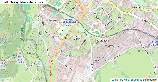 Sídl. Beskydské - mapa ulice