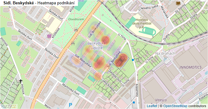 Sídl. Beskydské - mapa podnikání