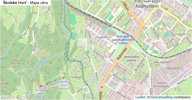 Školská čtvrť - mapa ulice