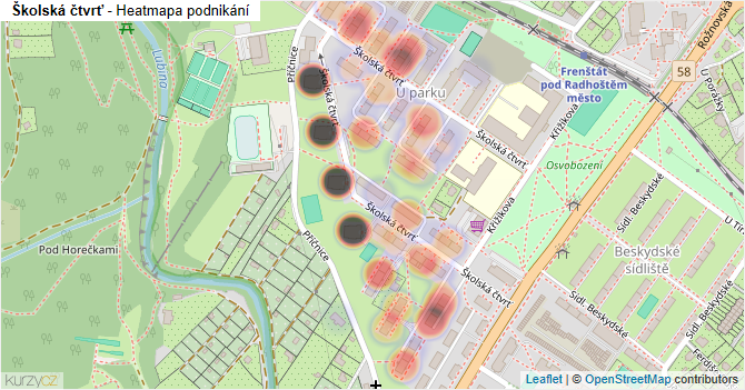 Školská čtvrť - mapa podnikání