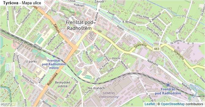 Tyršova - mapa ulice