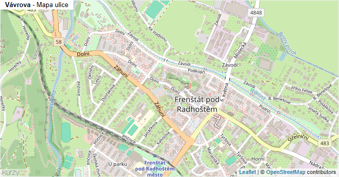Vávrova - mapa ulice