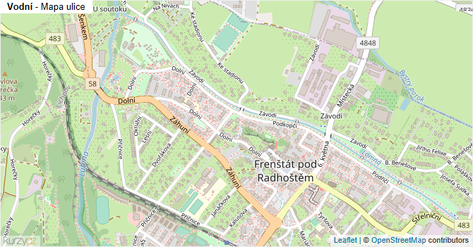 Vodní - mapa ulice